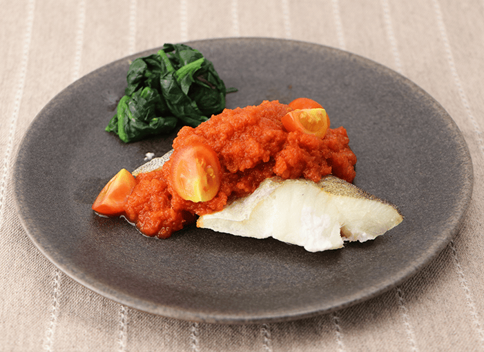 トマトおろしの白身魚ソテー
